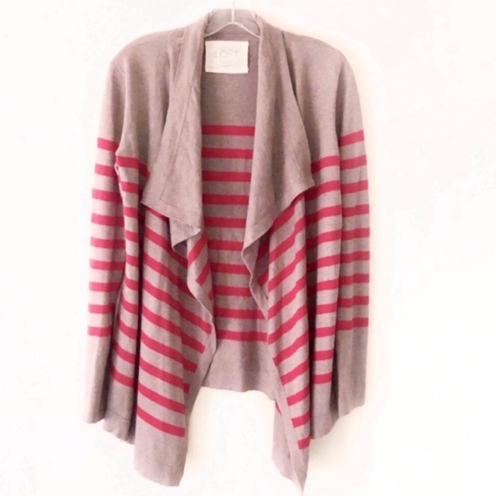 LOFT Lounge lightweight waterfall striped cardigan
